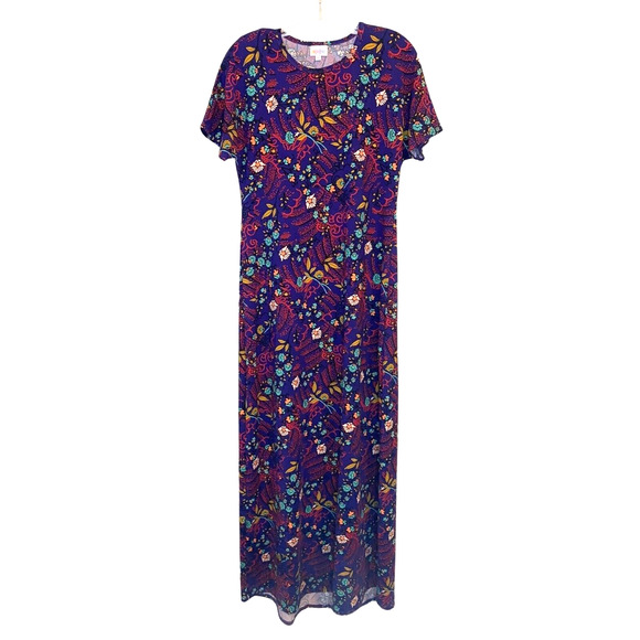 LulaRoe XS Maxi Dress Short Sleeve Scoop Neckline Stretch Polyester Spandex - Picture 1 of 7